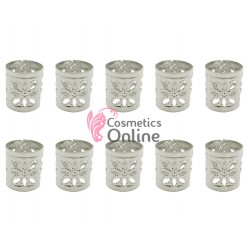 Inele din metal pentru codite afro RNG57FF Argintii, Set 10 bucati